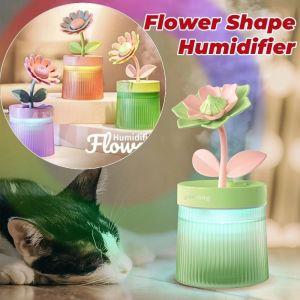 Flower Shape Humidifier 260ml Portable USB Rechargeable Small Humidifier Aroma Diffuser with Light