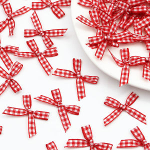 (100 PCS/pack) 3.5cm plaid bow Colorful Mini Ribbon bow Gift box Wedding Candy Box Packaging decoration Handmade hair accessories Home Vintage