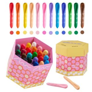 5210A A Box 12/24สี ดินสอสีขี้ผึ้ง ขี้ผึ้ง ไม่ใช่มือสกปรก ดินสอสี คุณภาพสูง ลบได้ แท่งวาดภาพสีน้ำมัน ลูก