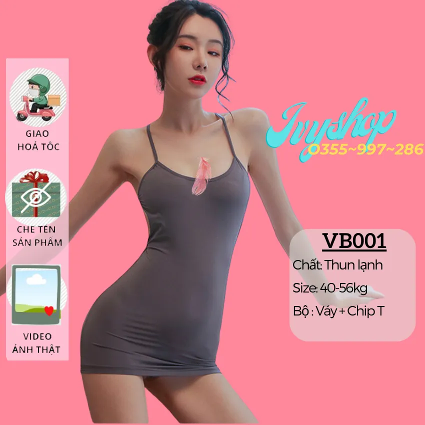 Mua Váy ngủ thun trơn ôm body nóng bỏng TK1735 - Đen tại Đồ ngủ happyshop |  Tiki