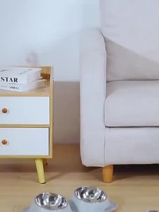 Stainless Steel Double Bowl Cat Raised Feeder Non Slip Dog Food Water Bowl Makanan Kucing Mangkuk