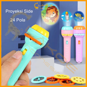 LAKOE Mainan Proyektor Anak: Senter Lampu Malam Dengan 24 Gambar