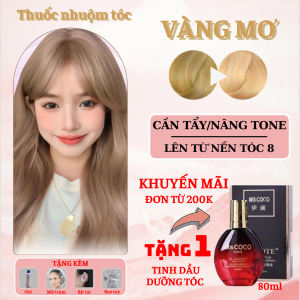 Thuốc nhuộm tóc màu Vàng Mơ- Cần tẩy / Nhuộm tóc tiện lợi tại nhà - Tặng kèm oxi trợ nhuộm