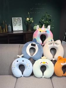 Cartoon Animal U-shaped Pillow Unicorn Shark Memory Cotton Neck Pillow Car Headrest Travel Slow Rebound Nap Pillow Cushion
