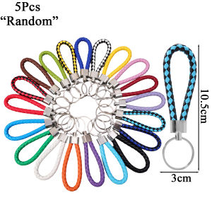 พวงกุญแจห้อยกระเป๋า DIY พวงกุญแจเชือกทอหนังแท้ถัก10ชิ้นของขวัญพวงกุญแจอเนกประสงค์พวงกุญแจรถ