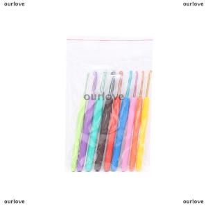 [COD] ourlove 1ชุด9ขนาดมือจับพลาสติกอ่อนอลูมิเนียม DIY ถักตะขอถักโครเชต์เข็มถัก2.5-6มม. อุปกรณ์ถักมือถือแบบ DIY