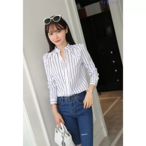 fannyfashion #923 women tops blouse office lady blouse slim shirts plus size casual longsleeve