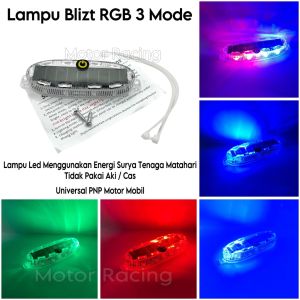 Lampu Strobo Motor Mobil Truk Dan Bus Tenaga Surya Lampu Led Kedip RGB 3 Mode