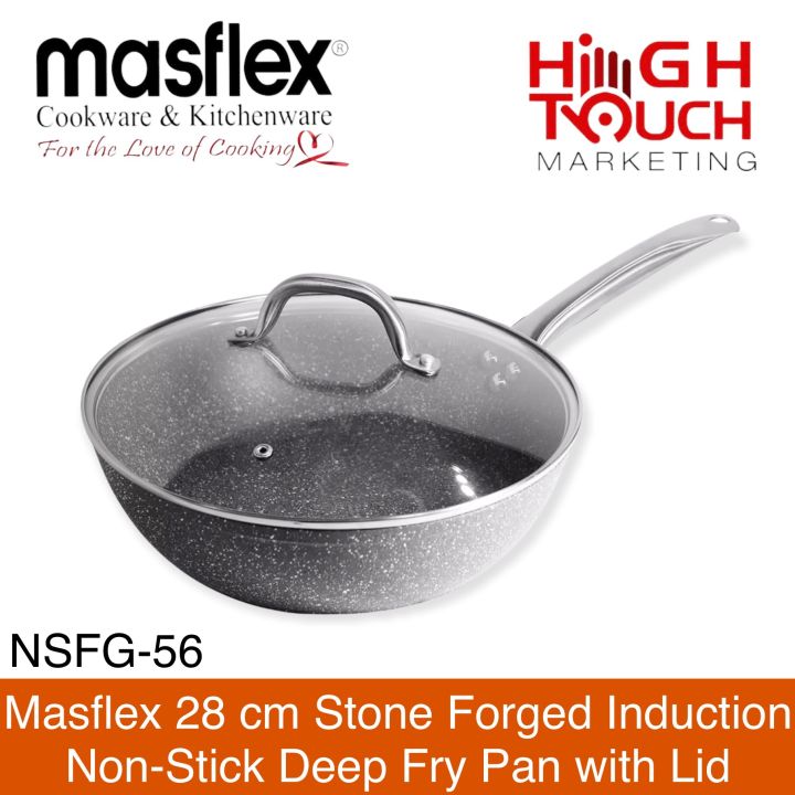 Masflex 28 Cm Stone Forged Induction Non Stick Deep Frying Pan Wok With ...