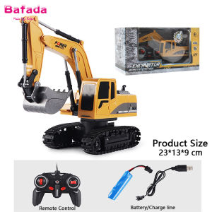 Bafada 1:24 High Simulation Remote Control Excavator RC Crawler Tractor Toy6 Channel Construction Vehicle with Flashing Lights270° Rotating Truck RC Car