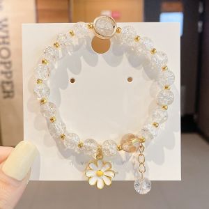 2pcs Gelang Aesthetic Daisy Rumbai Bunga Kristal Wanita - Crystal Daisy Flower Tassel Bracelet