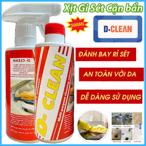 D-CLEAN Chai Xịt Tẩy Rỉ Sét Ố Vàng Tẩy Cặn Canxi 500ML Ố Bẩn Trên Mọi Bề Mặt Đồ Gia Dụng Tặng Vòi Xịt + Khăn Lau