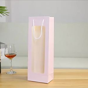 Wholesale 51020PCS Window Wine Bag Portable Paper Bag with Big Center Window for Gifts and Products White Black Brown Pink Red Same Day Shipment