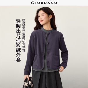 Giordano Women Polar fleece round neck button closure jacket Free Shipping 05376878