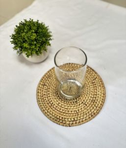 Placemat plismate pismat alas piring gelas rotan Lombok bulat oval