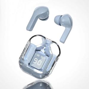 TWS หูฟังบลูทูธไร้สาย V5.3 หน้าจอแสดงสถานะ ลดเสียงรบกวนพร้อมไมโคโฟน สไตล์หรูหราโปร่งใส ใช้งานได้ทุกรุ่น