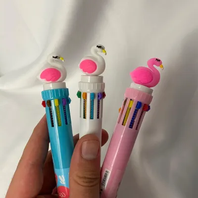 pen 10 warna flamingo lucu imut karakter pulpen bolpen alat tulis COD