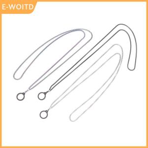 【E-WOITD】 Anti-Lost Pen Lanyard Anti-drop Portable Metal Chain Necklace Lanyard Metal Lanyard Sling Snake Bone Chain With Rubble Ring