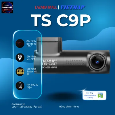 Camera hành trình Vietmap TS C9P Ghi hình 2K Pin siêu tụ Có GPS Kết nối xem qua điện thoại Tặng Vietmap Live Pro 12 tháng