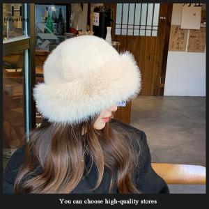 Hayating Fluffy Faux Fur Bucket Hat For Women Luxury Plush Fisherman Hat Warm Winter Hat Thicken Cold Snowy Day Panama Cap