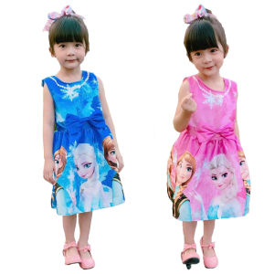 2-8ขวบ เดรสเอลซ่าสกรีนหน้าหลังคาดโบว์หน้า ชุดเจ้าหญิง เสื้อผ้าเด็กผู้หญิง เสื้อผ้าเด็กผญ เดรสเด็กผู้หญิง ชุดเด็กผู้หญิง ชุดเอลซ่า [207]