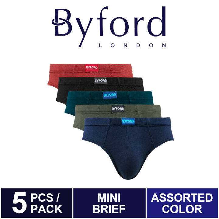 5 Pcs) Byford Men Bamboo Spandex Men Underwear Assorted Colours