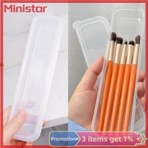Ministar Makeup Brush Organizer Transparent With Cover Eyebrow Pencil Boxes Portable Women Cosmetic Storage Organizer Makeup Tools