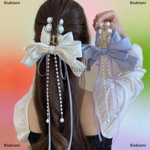 [COD] Biubiuni Thời Trang Pháp Ngọc Trai Bow Tua Dài Móng Vuốt Tóc Phụ Nữ Trở Lại Đầu Tóc Clip Mũ Nón Phụ Kiện Tóc Quà Tặng