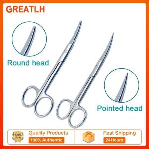 GREATLH 1pcs Stainless Steel Medical Surgical Scissors Curved Scissors Round Head Pointed Head Orthopedic Instrument