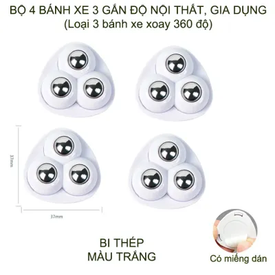 Bộ 4 bánh xe mini 3 gắn đồ vật đồ nội thất giúp dễ dàng di chuyển tiện dụng