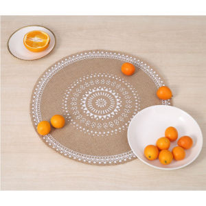 Nordic Retro Woven Placemat Set Heat Insulation Coasters with Tassel Decor Waterproof Anti-Slip Holiday Tableware