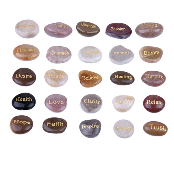 25 Engraved Inspirational Stones with Words of Encouragement Gold ...