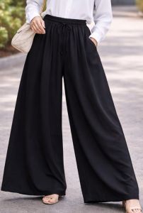 D3 Premium Cotton Women Palazzo Korean Style Elegant Flowy Muslimah Wide Leg/ Seluar Wanita Labuh Koton Kasual 1168