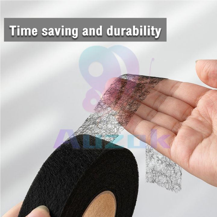 AUK%2064m/Roll%20Double%20Sided%20Interlining%20Adhesive%20Fabric%20Black%20White%20Clothes%20Apparel%20Tape%20-%20Image%203