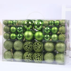 LDMPDQ 100PCS 8cm Christmas Ball Set Plastic 18 Colors Xmas Ornament Ball Durable Suspensable Xmas Baubles Party