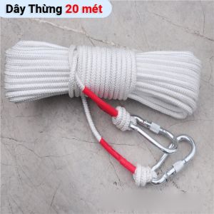Dây Thừng Lõi Thép 8mm Cứu Hộ Dây Leo Núi Kèm Móc Nối 2 Đầu Có Thể Nối Dài Chất Lượng Cao Dài 10m - 30m