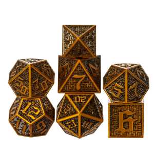Cusdie DND Maze Metal Dice Solid D4-D20 Polyhedral Dice Set with Unique D4 for Role Playing Game Pathfinder Board Games TRPG