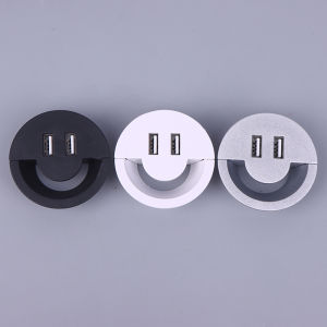 KingBe ที่ครอบรูสายไฟขนาด50มม. เป็นช่องกลมสำหรับโต๊ะสำนักงานบ้านกล่องสายไฟโต๊ะทำงานคอมพิวเตอร์พร้อมห่วงจัดสาย USB 2ช่อง