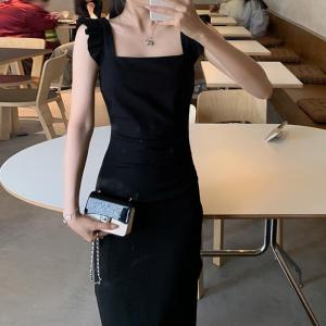 fv88 - Dress Wanita Dress Pesta Dress Korea Panjang Ruffle Simple Elegant Mewah Polyester Premium