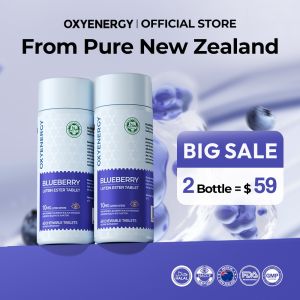Oxyenergy Blueberry Lutein Ester Tablets HALAL 3 in 1 Chewable Tablets 60s for Kids Adults Anti Blue Light & UV Eye Supplement with Vitamin C Fight Eye Fatigue