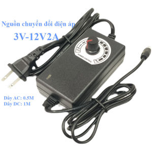 Nguồn điều chỉnh 3V-12V 2A cho led đưa võng nôi quạt máy phun xương máy bơm