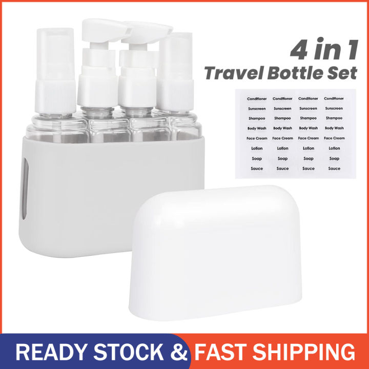 4 in 1 Travel Bottle Set With Silicone Sleeve Can Boarding Shampoo