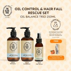 The Olive Tree - Oil Balance Trio ( 250ml ) For Oil Control Hair Fall Rescue Anti Dandruff Pimple Acne