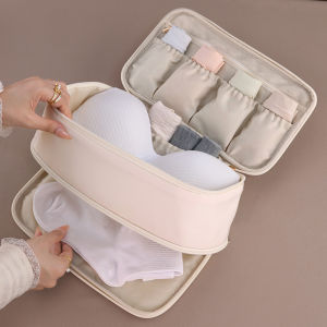 Double Layer Bra Storage Bag - Dust-Proof & Portable (Beige & Pink)