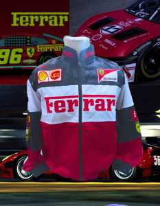 JAKET NASCAR JAKET BOMBER ferrari hitam list putih