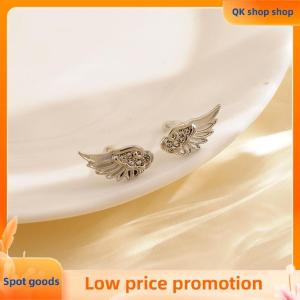 ✨QK shop✨ 1 Pair Vintage Creative Small Angel Wings Earrings For Women Girls Punk CZ Studs Wedding Party Luxury Ear Jewelry Birthday Gifts