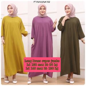long dress bali super jumbo ld 120 dan 140 cm/long dress crinkle resleting