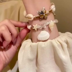 Vòng tay đi biển hình vỏ sò sao biển lắc chân mùa hè xinh xắn dễ thương phụ kiện thời trang đi biển phong cách Hàn Quốc