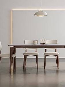 Solid Wood Slate Dining Table Modern Simple Household Small Apartment Rectangular Lonely Style Walnut Dining Table