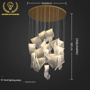 Nordic home decoration dining room chandelier chandelier ceiling light stair chandelier interior lighting fixture Tricolor With APP/Remote